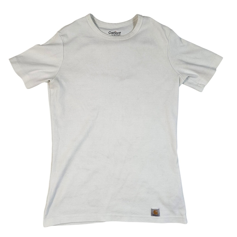 Carhartt for Women White Short Sleeve Cotton Crewneck T-Shirt Small Logo Patch